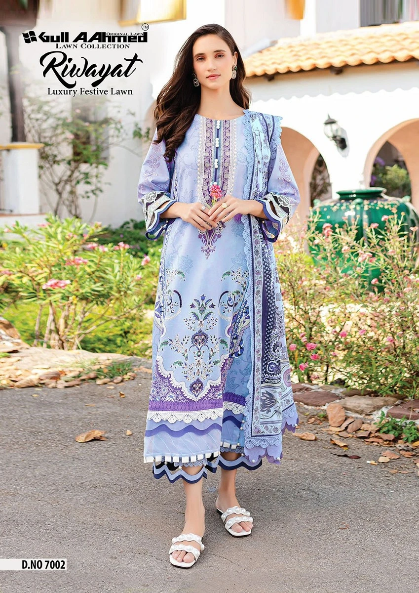 Gull Ahmed Riwayat Vol 7 Lawn Cotton Wholesale Pakistani Salwar Suit Catalog — Wholesale Pakistani Suits, MPA wholesale from Surat - Gallery Image 5